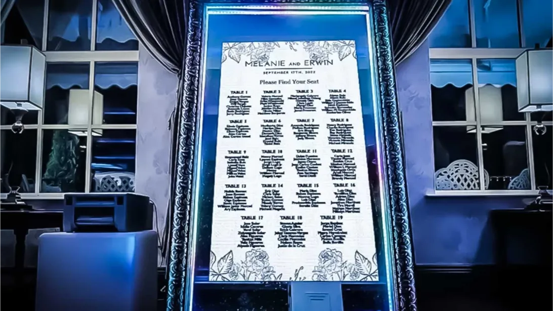 magic mirror photo booth seating chart animated seating charts for weddings