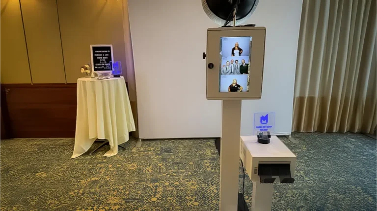 Glam Photo Booth rental in new england and area. Photo of a glam photo booth setup at a wedding.