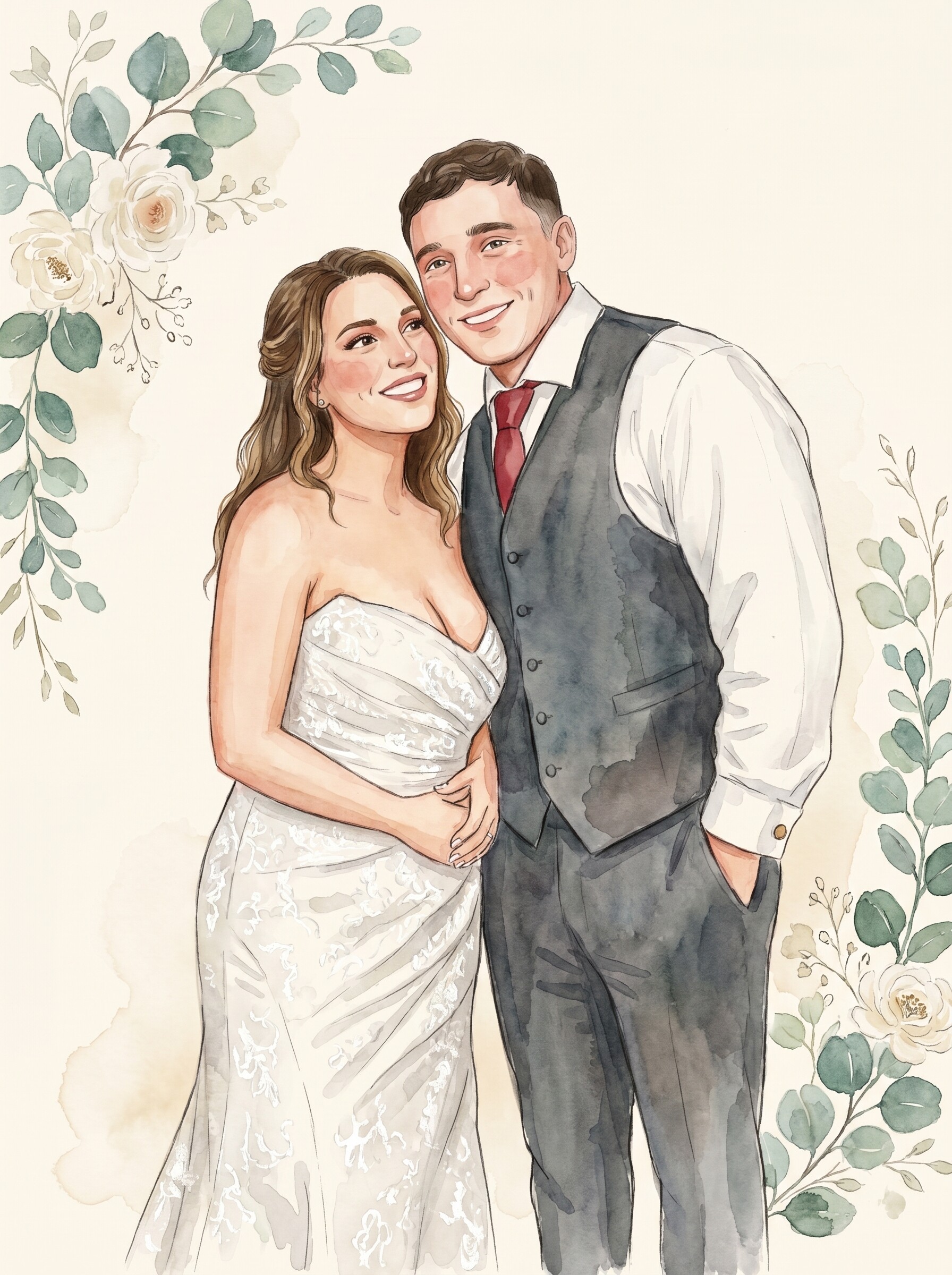AI Wedding Watercolor Portrait | Personalized Wedding Art Experience