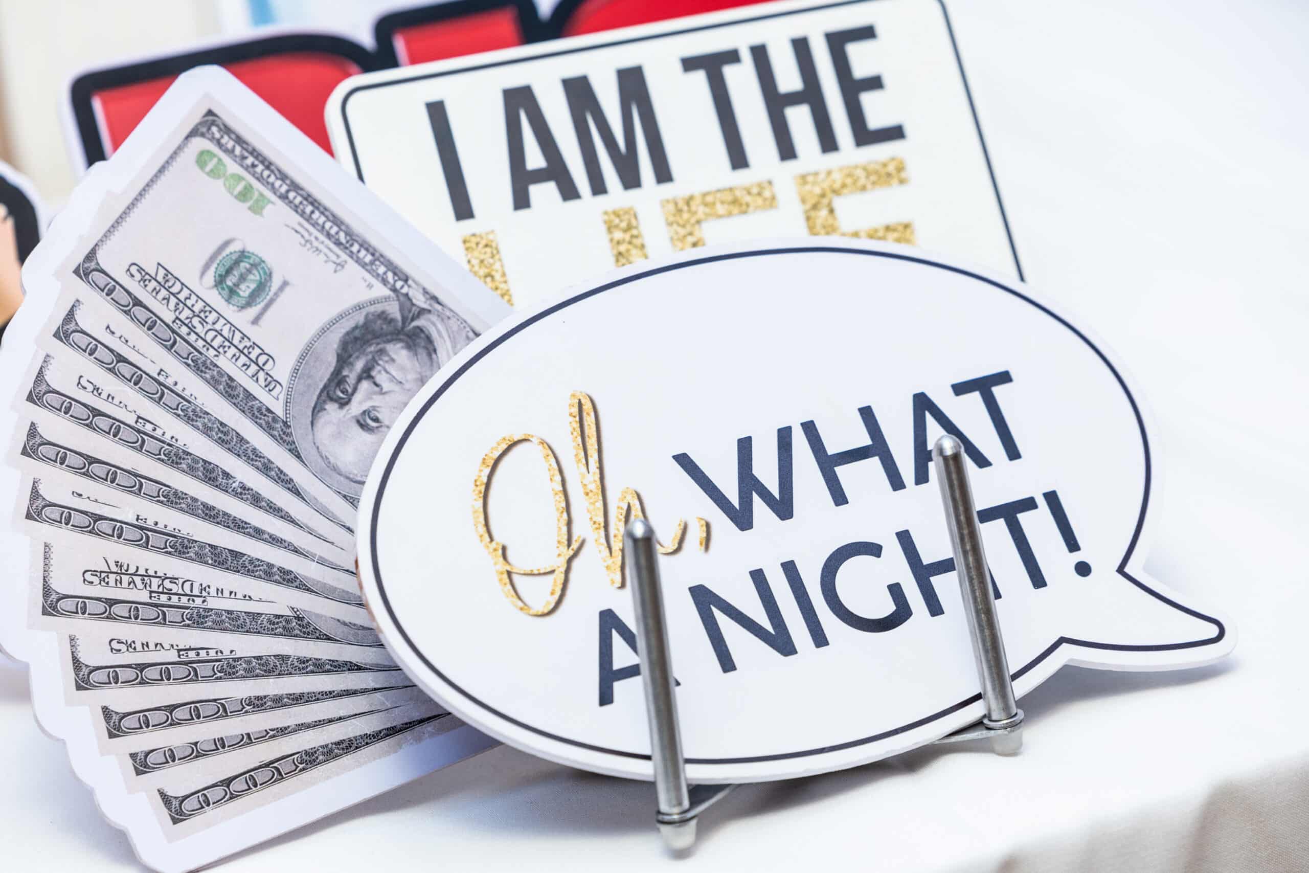 Custom PVC photo booth prop signs for weddings, corporate events and celebrations by Magic Mirror of New England