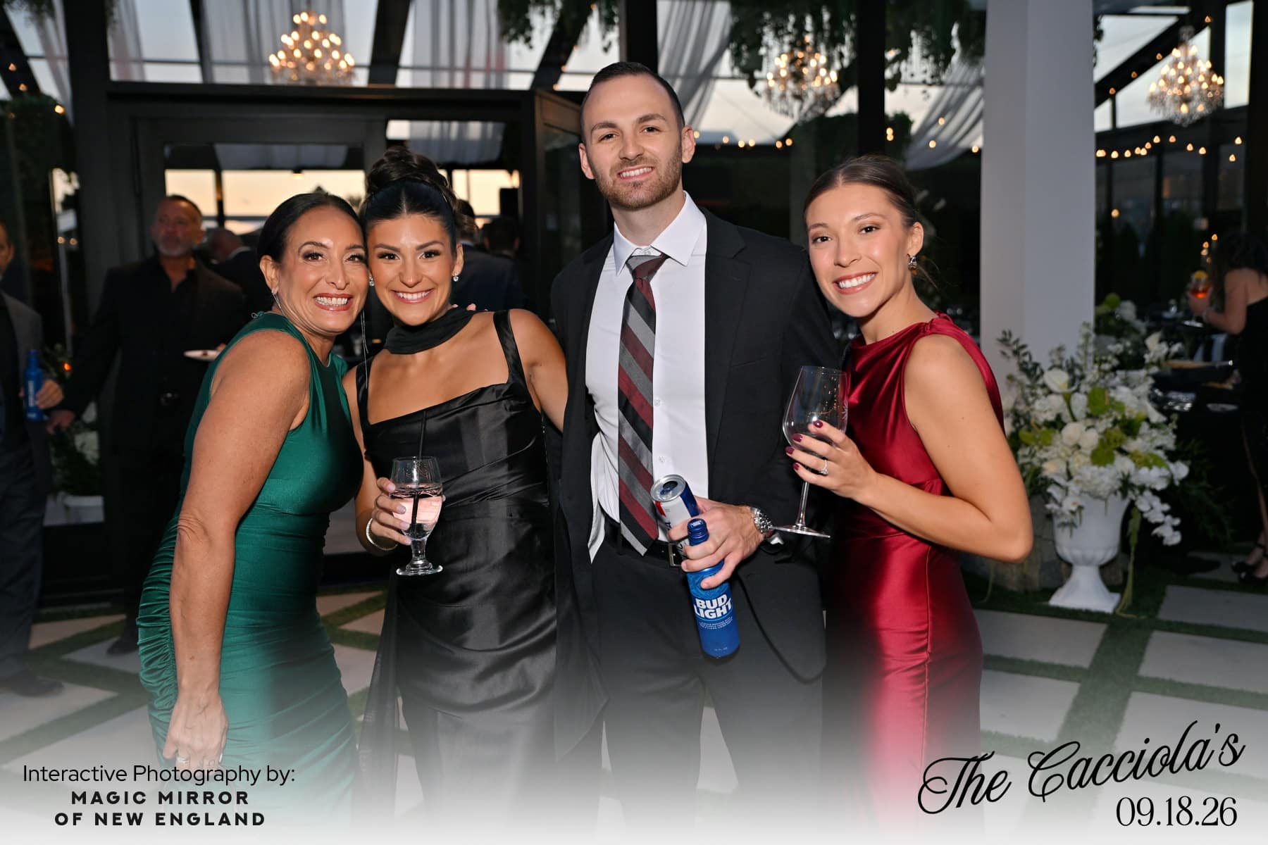 Wedding guests at The Artisan Hotel at Tuscan Village with Magic Mirror instant delivery event photography