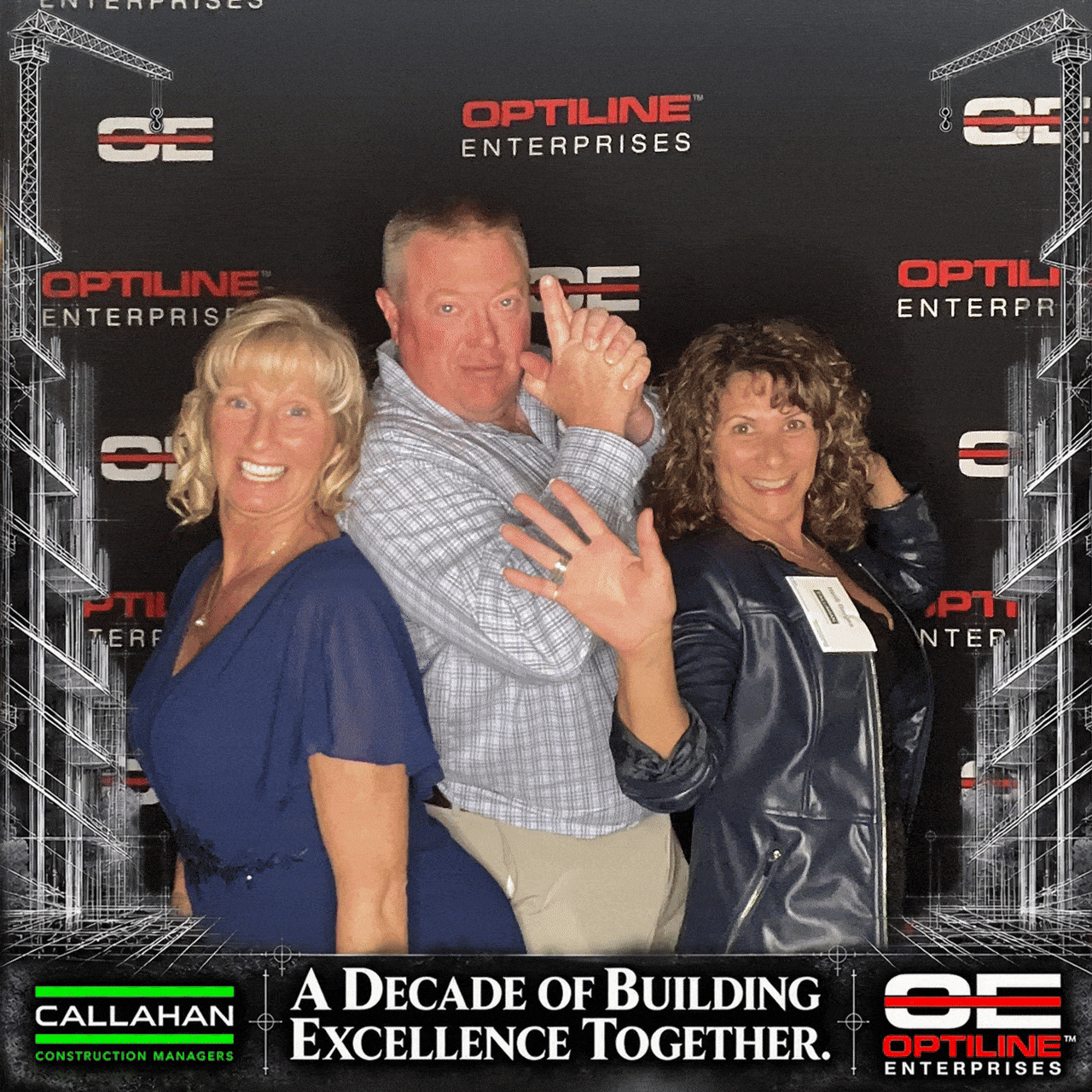 Animated GIF of guests at the Optiline Enterprises photo booth, The Artisan Hotel at Tuscan Village