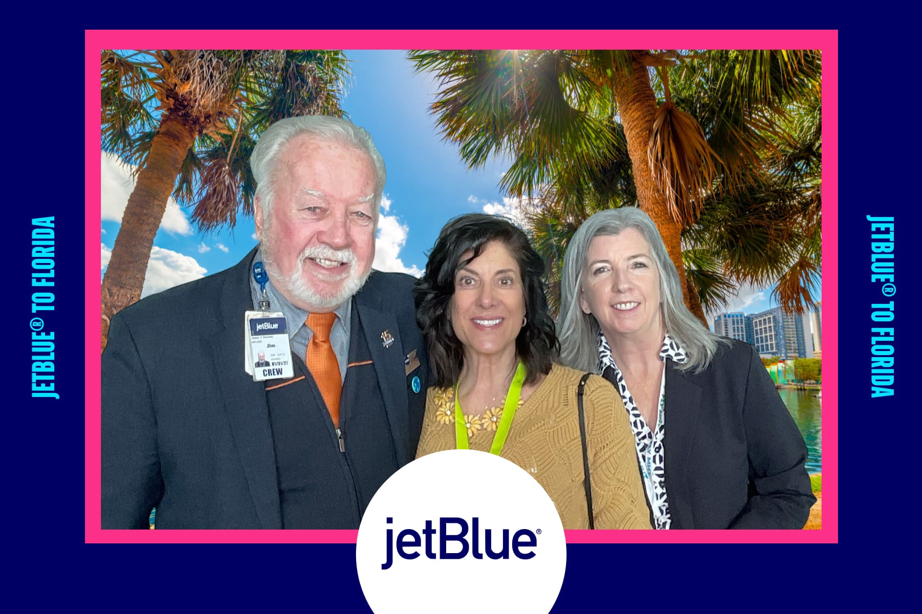 Corporate event photo booth at Manchester-Boston Regional Airport for the JetBlue Florida route launch