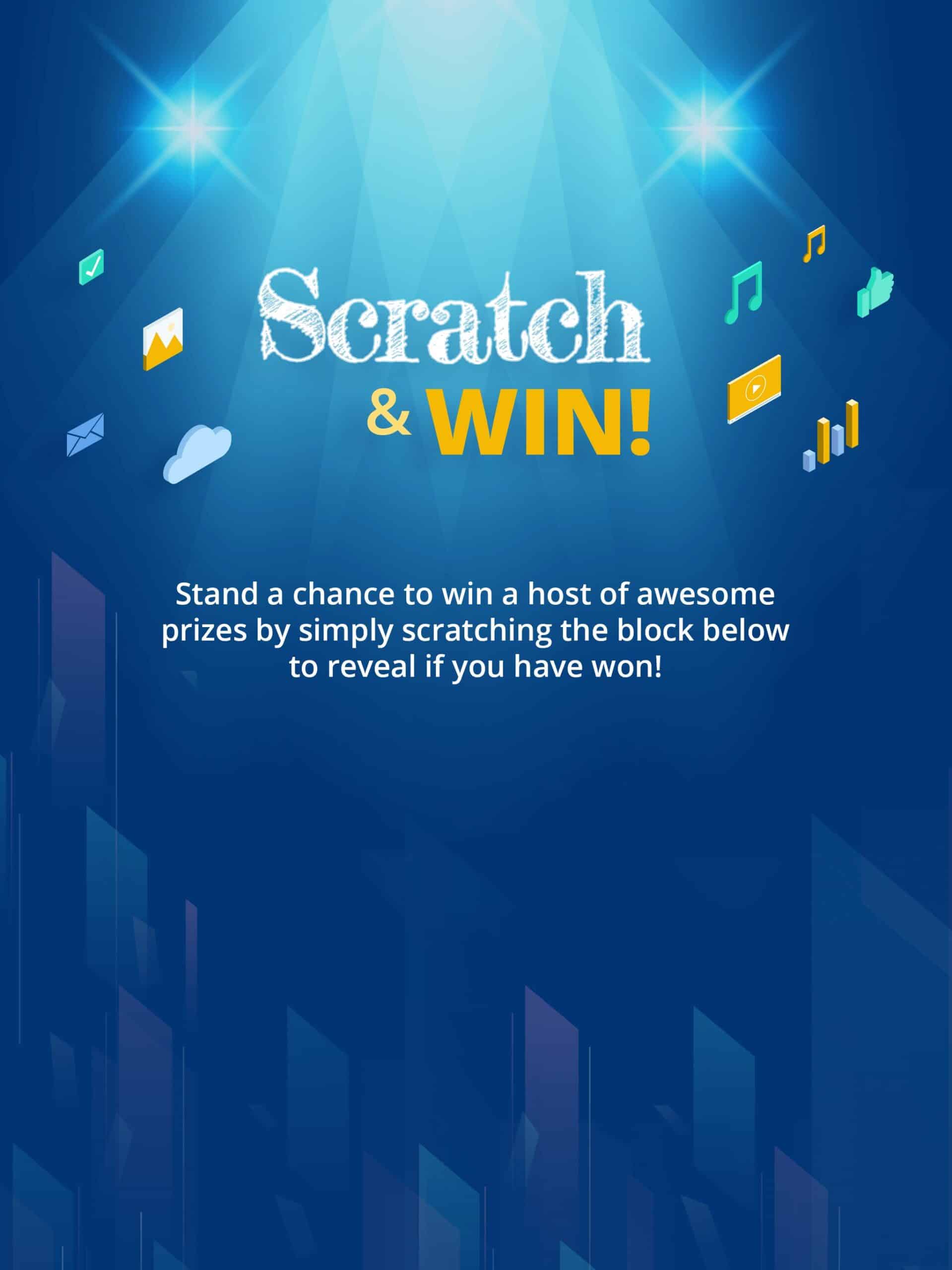 Scratch and Win game screen on a photo booth installation for New Hampshire venues
